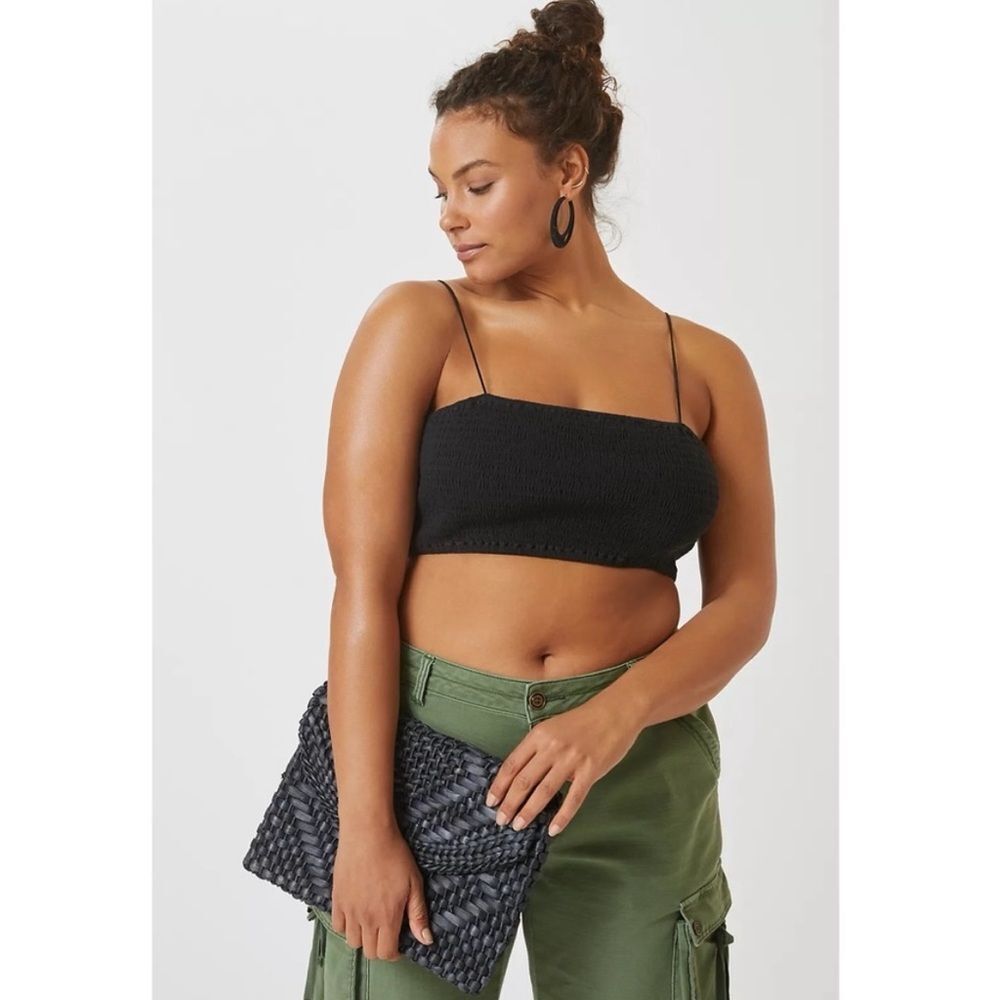 Anthropologie maeve black smocked micro tube top women’s size XL